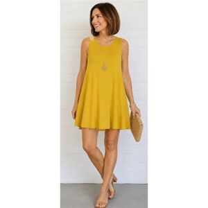 New SACRED THREADS OS sunshine yellow stretch jersey swing tunic top minidress